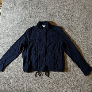 Caslon Full‎ Zip Utility Jacket Cotton Blend Navy Blue Women's Sz Small